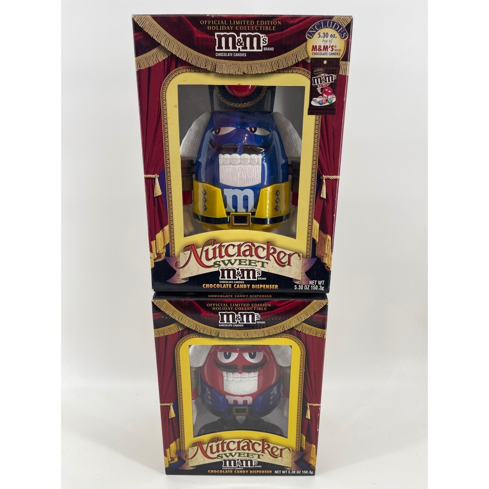 M&M's Nutcracker Sweet Candy Dispenser Red Blue Holiday Collectibles Man Cave
